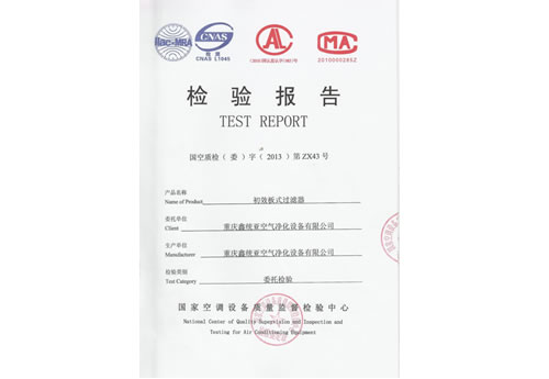 初效板式過濾器檢驗(yàn)報(bào)告