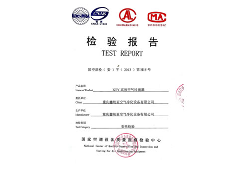 XTY高效空氣過濾器檢驗(yàn)報(bào)告